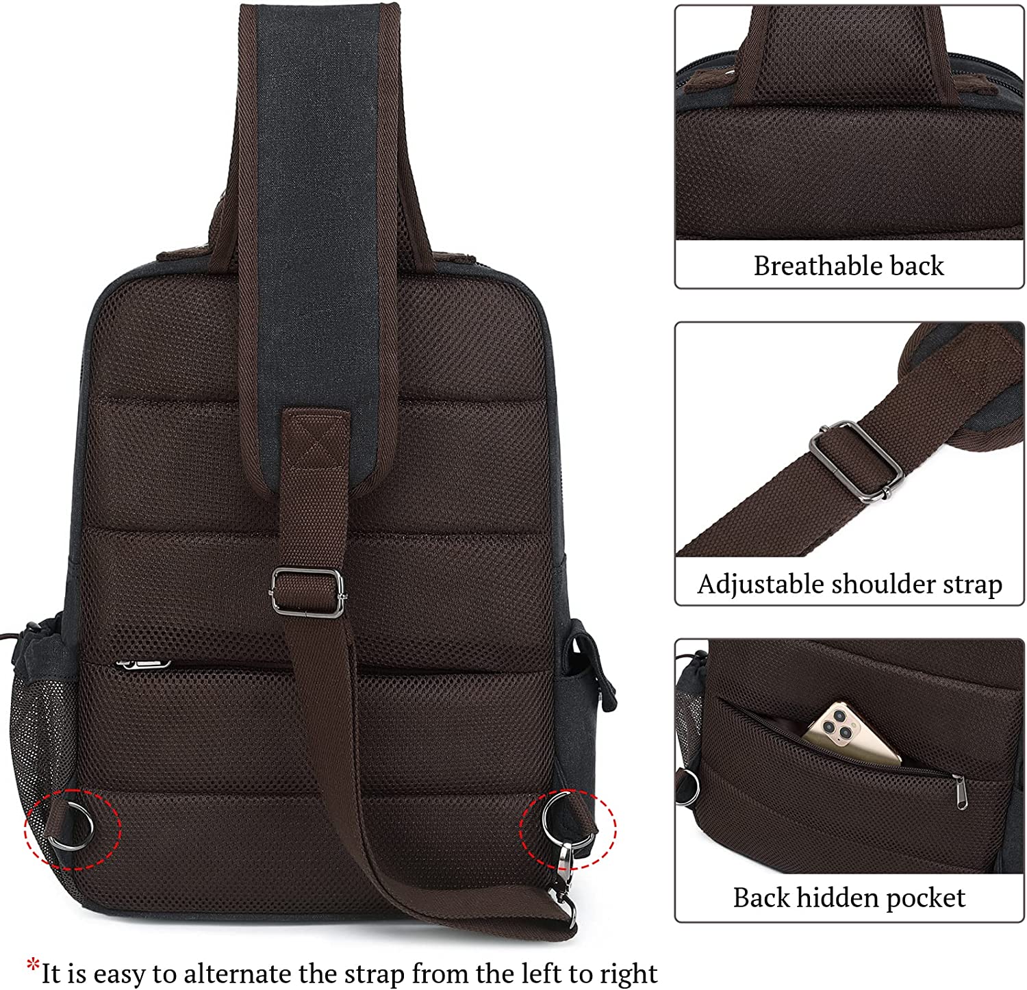 Mygreen Canvas Cross Body Messenger Bag Shoulder Sling Backpack Travel Rucksack - Image 6